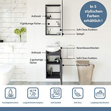 Planetmöbel Set di mobili da bagno per ospiti, lavabo in ceramica, con specchio, 40 cm (antracite)