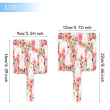Specchio a mano, bichon floreale carino bichon frise dog best florals quadrato palmare specchio con manico per trucco casa salone viaggio uso 9 cm L x 16 cm L