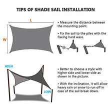 SRTUVDQ Tenda A Vela Parasole Rettangolare,Ombrelloni da Giardino Impermeabile Protezione Antivento con UV Protezione per Terrazza, Campeggio, Cortile,DarkGrey,5X5m