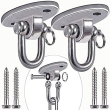 SELEWARE 2 Pezzi 2000 libbre in Acciaio Inossidabile 180 ° Appendini per Altalena, Ganci per Altalena Resistenti per soffitto in Cemento Legno, Hardware per Portico Portico Yoga Trapeze Parco Giochi