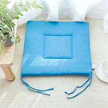 LucaSng - Set di 4 cuscini per sedia, 40 x 40 x 2,5 cm, con fiocco di fissaggio, per interni ed esterni (blu)