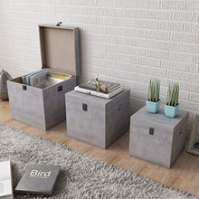 Xingshuoonline scatole portaoggetti apparenza Cemento 3 Pezzi Grigio MDF, Grande: 35 x 35 x 35 cm