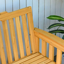 Outsunny Panchina a Dondolo da Giardino e Terrazza per 2 Persone con Braccioli, 124x76x95cm Legno Naturale