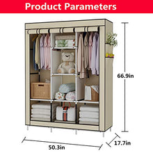 UDEAR Armadio Piccolo Cabina Guardaroba Appendiabiti Richiudibile in Tessuto Non Tessuto Beige