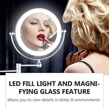 SYue Specchio Illuminato a Parete Specchio per Trucco con luci a LED, Specchio Rotondo per Trucco Cromato, Rotazione di 360, Perfetto per toeletta da Camera da Letto o vanità del Bagno