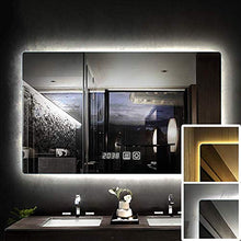 UWY Specchio da bagno Specchio da toeletta a LED Specchio da parete argento senza cornice Interruttore tattile + Interruttore antiappannante + Display tempo / temperatura (6000k luce bianca, 300