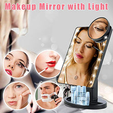 willkey Specchio Trucco da Tavolo con Luce Led e Ingrandimento 10x Specchio Cosmetico Nero Ricaricabile USB Specchio da Tavolo Girevole 180° con Vassoio (nero)