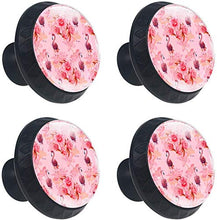 Fiori di fenicottero dipinti a mano rossi Pomelli per Porta Set di 4 Pomelli per Mobili Manopole per Cassetti Cucina Armadio Vetro