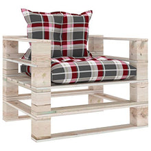 vidaXL Divano da Giardino Pallet Cuscini Rossi a Quadri Legno di Pino