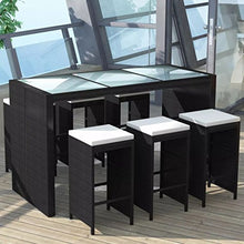 vidaXL Set da Bar 13 pz in Polyrattan Nero da Esterno Tavolo e Sedie Giardino