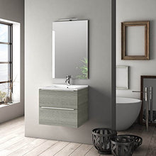 sodani Mobile da Bagno Sospeso con Lavabo Specchio e Lampada a LED Luna Grigio Rè di Londra