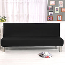 Willtone Copridivano senza Braccioli Elasticizzato in Poliesteri Spandex Copertura per Divano Elastica 2 Posti Tinta Unita (Nero, 160-195cm)