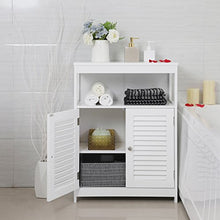 VASAGLE Mobile da Bagno, Armadietto da Bagno e Cucina, con Anta Doppia a Persiana, per Soggiorno, Cucina, Studio, Ingresso, Bianco BBC40WT