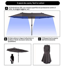 Outsunny Ombrellone Parasole da Giardino Esterno Tessuto Poliestere 4.6 x 2.4m Grigio