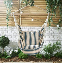 Sedia sospesa a righe con sedile imbottito, per il tempo libero all'aperto Swing Hanging sedia per comfort e durata superiori, per interni, esterni, casa, patio, giardino
