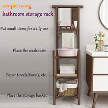 TWW Mensola Lavabo retrò con Specchio, Supporto per Lavabo Domestico dal Pavimento al Soffitto, Supporto per Lavabo Semplice E Moderno, Supporto per Specchio,Light Brown