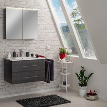 Fackelmann - Set di mobili da bagno B.Perfect, 2 pezzi, con mobiletto sottolavello, con lavabo in ceramica, 80 cm e armadietto a LED