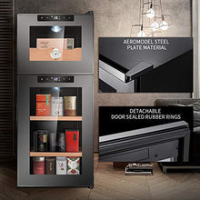 VIY Humidor Cofanetto Premium, Vetrina Trasparente, in Legno, Umidificatore con Igrometro Interno, Display della Temperatura LCD, Chiusura Magnetica, Elegante (Nero),B