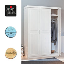 Inter Link Armadio Moderno con Ante Battenti Pino Massiccio con Vernice Resistente, Bianco