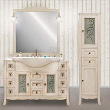 Shop Chic Mobile bagno avorio decapè 123 cm completo con colonna abbinata
