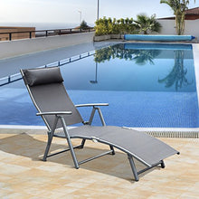 Outsunny Sdraio da Giardino Pieghevole con Cuscino, Schienale con 7 Reclinazioni, 137x63.5x100.5cm, Grigio