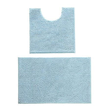 Tappeto Tappetino da bagno Set da bagno in due pezzi rettangolare a forma di U Indossabile per il bagno(Blue-green)