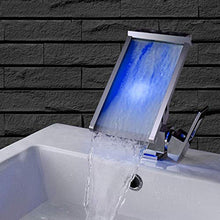 HYY-YY - Rubinetto per lavabo da bagno, con LED creativo, a cascata, in rame, con foro singolo, per lavabo e lavabo