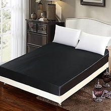 seebesteu Coprimaterasso con Angoli Tencel Seta Silk Raso Satin Antiacaro Anallergico Piazza e Mezza Nero (150 x 200cm)