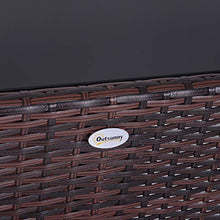 Outsunny Set Mobili da Giardino in Rattan e Ferro 3 pz Set di Tavolino e Sedia con Cuscino