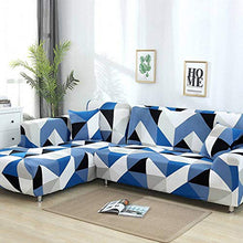 Carvapet Elasticizzato Copridivano Allungabile Universale Fodera per Divano Antiscivolo Sofa Protettore (Blu Triangolo, 2 posti)