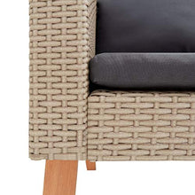 OUSEE Divano da Giardino a 3 Posti con Cuscini in Polyrattan Beige
