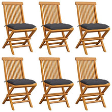 vidaXL Sedie da Giardino con Cuscini Antracite 6 pz Massello di Teak