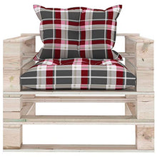 vidaXL Divano da Giardino Pallet Cuscini Rossi a Quadri Legno di Pino