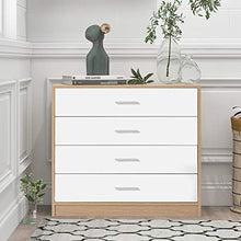 Comodino con 4 cassetti o camera da letto, soggiorno, ingresso, facile da montare, colore: bianco