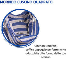 PiuShopping Sedia Sospesa da Giardino,con Supporto in Legno, a Righe Bianco Blu - 91x45x52h