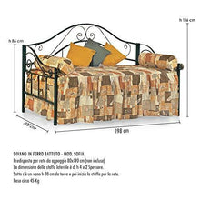 SomnusSana Divano Letto Singolo in Ferro Battuto metallo Nero, Bianco e vari colori Mod. SOFIA predisposto per rete 80x190 (non inclusa) (Blu Cobalto) - Arredi Casa