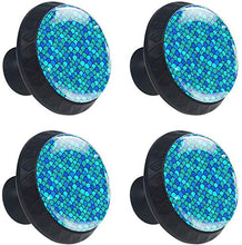 Reticolo blu verde verde della squama Pomelli per Porta Set di 4 Pomelli per Mobili Manopole per Cassetti Cucina Armadio Vetro