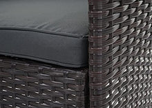 Mendler Salottino da Esterno Giardino HWC-F55 polyrattan Marrone con Cuscini Grigio Scuro