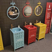 YRRA Autoportante Mobile Lavabo Bagno, Stile Industriale Mobile Bagno con Lavabo, con Lavello e Rubinetto Combinato 17,7 x 33,4 Pollici,Rosso