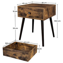 VASAGLE Comodino, Tavolino con Cassetto e Gambe Affusolate, in Stile Vintage, Marrone Vintage LET176B01