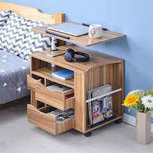 Comodino Multifunzionale moderna Rolling Wood Comodini Tavolo computer Comodino con cassetti, regolabile in altezza da letto Side Governo di immagazzinaggio su ruote for casa e ufficio Multifunzionale