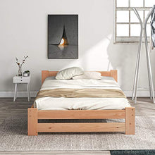Letto in legno massiccio con testiera e rete a doghe, naturale (200 x 90 cm)