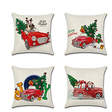 GSYYSZD Fodera per Cuscino in 4 Pezzi, Camera da Letto Quadrata in Cotone a Quadretti, Lato Giorno di Natale, 45 * 45 cm,03