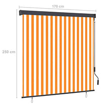 Tenda a rullo per esterni, 170 x 250 cm, bianco e arancione