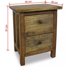 Kshzmoto Comodo Comodino Fatto a Mano, Comodino in Legno massello in Stile Vintage 48 x 35 x 64 cm-con 2 cassetti