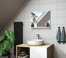 DOMTECH - Specchio da pare per bagno con mensole, colore bianco, specchio a sinistra