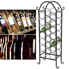 Porta Bottiglie in ferro, Scaffale a forma ad curvo per Vino Cantinetta Portabottiglie per 21 Bottiglie, 20 x 34 x 88 cm