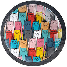 Simpatico cartone animato colorato Cat Heads Pattern Pomelli per Porta Set di 4 Pomelli per Mobili Manopole per Cassetti Cucina Armadio Vetro