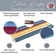 Celina Digby® - Cuscino impermeabile per panca da giardino a 2 posti, con imbottitura in morbida schiuma (114 x 47 x 6 cm), motivo a strisce pixel arcobaleno