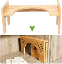 AIMAIBUMAI Sgabello da bagno pieghevole in bambù, altezza regolabile 45 x 25 x 22,5 cm